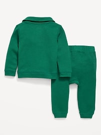 L'image numéro 2 présente Ensemble haut à col à manches longues et pantalon évasé en tricot côtelé pour bébé