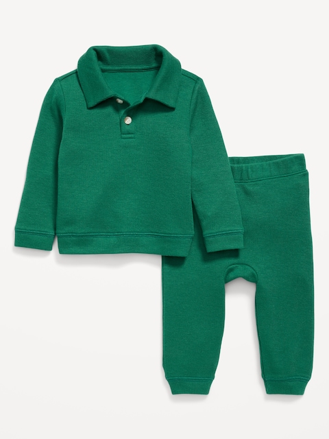 Ensemble haut à col à manches longues et pantalon évasé en tricot côtelé pour bébé