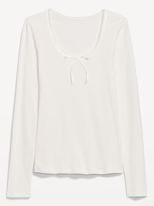 Image number 4 showing, Scoop-Neck Long-Sleeve Ribbed Top
