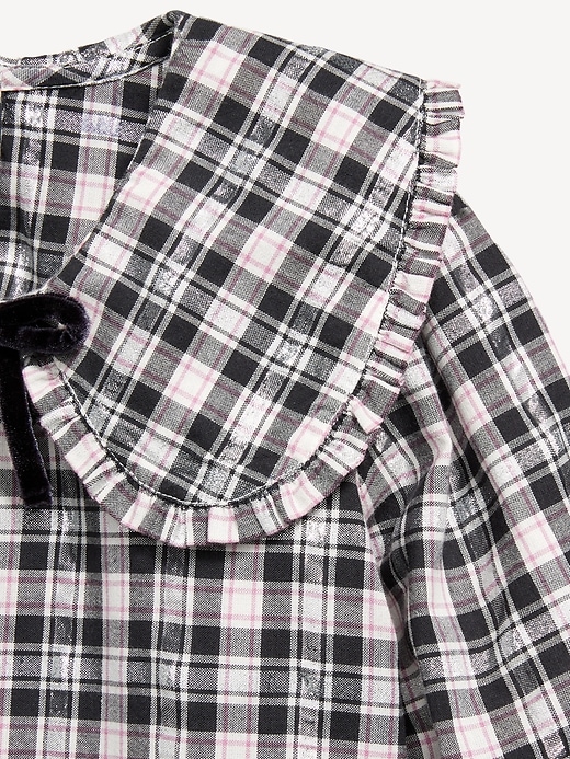 L'image numéro 3 présente Robe à col à manches longues à carreaux pour toute-petite fille
