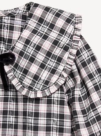 L'image numéro 3 présente Robe à col à manches longues à carreaux pour toute-petite fille