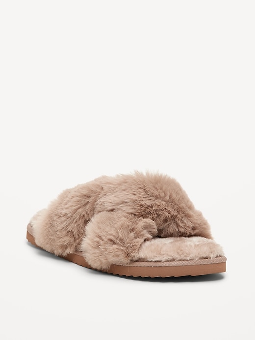 Image number 1 showing, Faux-Fur Twist-Front Slippers for Women