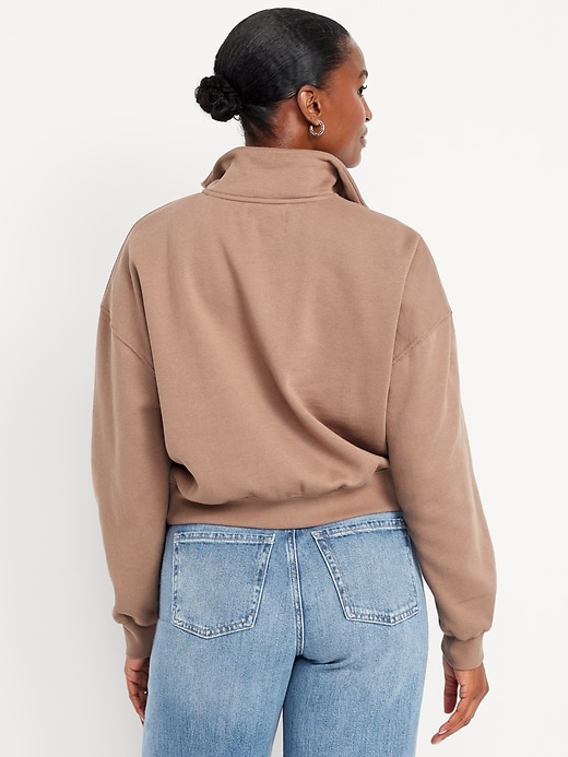 Image number 2 showing, Oversized Logo-Graphic Cropped Half-Zip Pullover