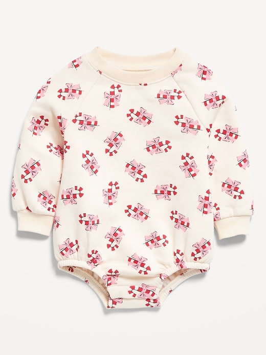 Image number 1 showing, Printed Long-Sleeve Fleece One-Piece Romper for Baby