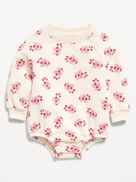 Printed Long-Sleeve Fleece One-Piece Romper for Baby