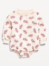 Image number 1 showing, Printed Long-Sleeve Fleece One-Piece Romper for Baby