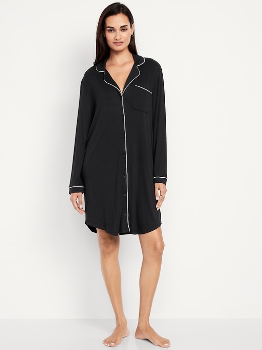 Image number 1 showing, Long-Sleeve Knit Sleep Shirt