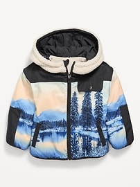Image number 2 showing, Oversized Reversible Sherpa Jacket for Toddler Boys