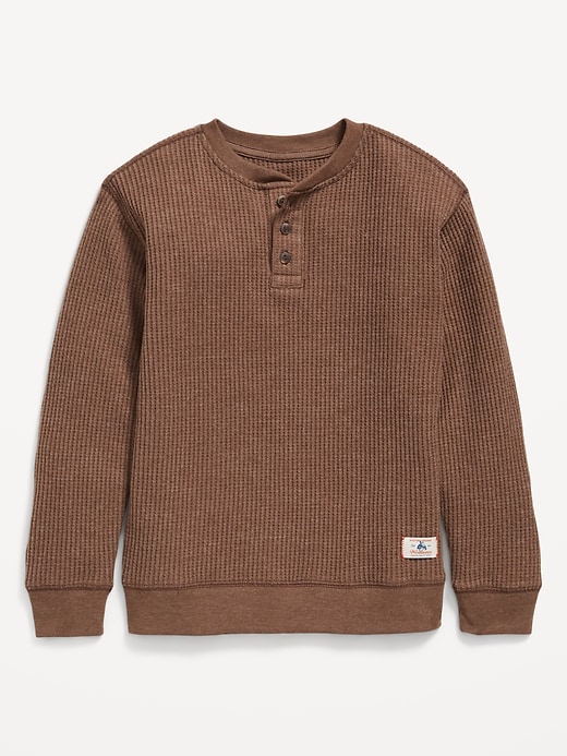 L'image numéro 1 présente T-shirt henley en tricot isotherme à manches longues pour garçon
