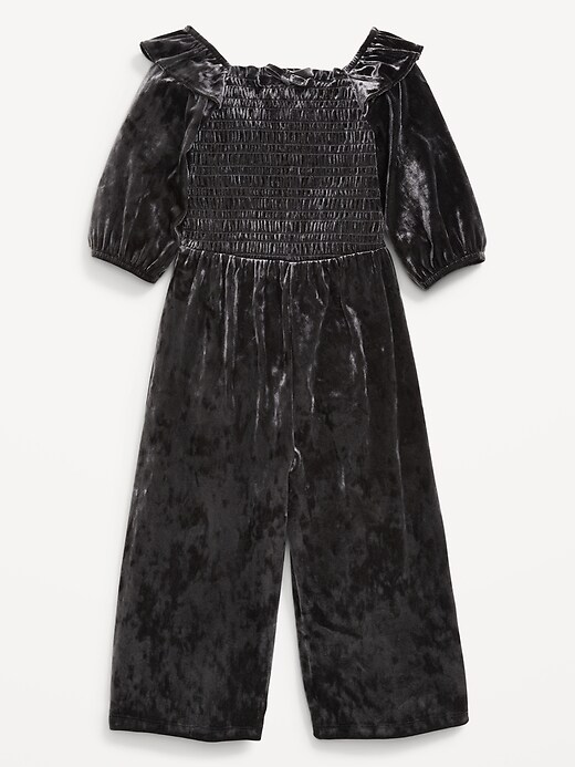 Image number 2 showing, Smocked Velvet Jumpsuit for Toddler Girls