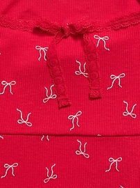 L'image numéro 4 présente T-shirt ajusté côtelé à manches longues et à boucle en dentelle pour fille