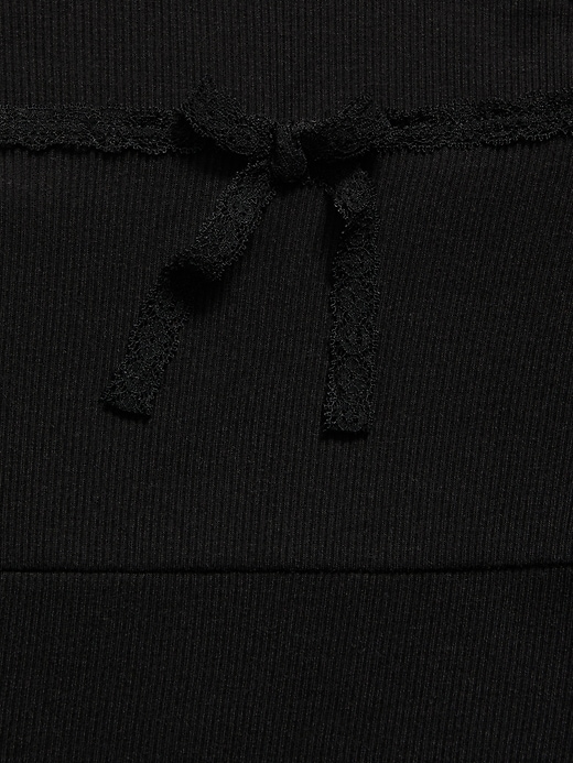 Image number 4 showing, Fitted Long-Sleeve Lace-Tie Ribbed T-Shirt for Girls