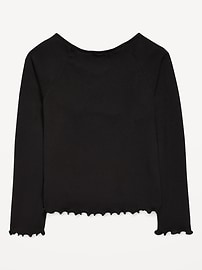 Image number 3 showing, Fitted Long-Sleeve Lace-Tie Ribbed T-Shirt for Girls