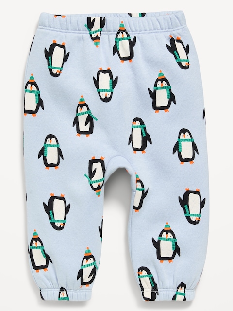 Pantalon en coton ouaté à motif pour bébé - Pingouins Festifs