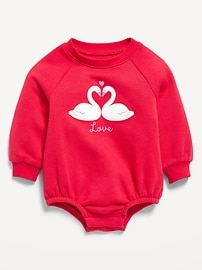 Image number 1 showing, Printed Long-Sleeve Fleece One-Piece Romper for Baby