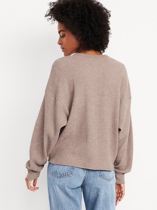 Oversized Cozy Waffle Henley Top