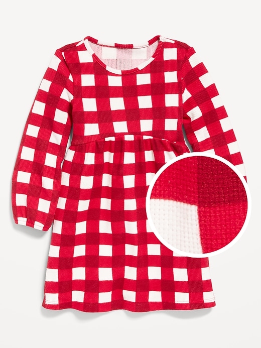 Image number 1 showing, Long-Sleeve Waffle-Knit Dress for Toddler Girls