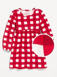 Image number 1 showing, Long-Sleeve Waffle-Knit Dress for Toddler Girls