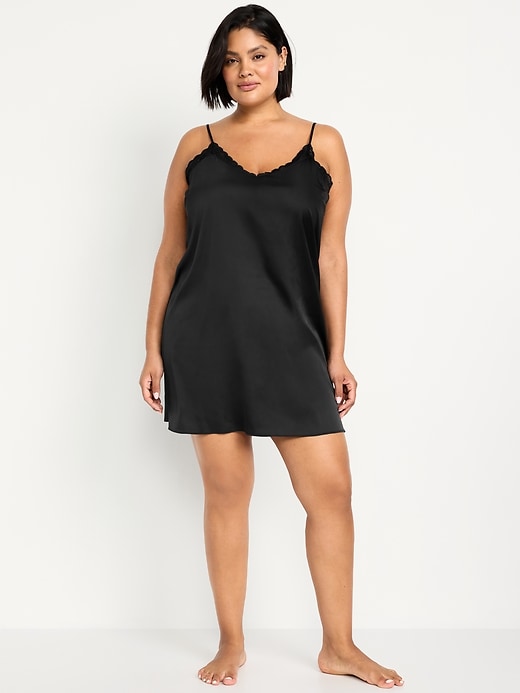 Image number 7 showing, Lace-Trim Satin Nightgown