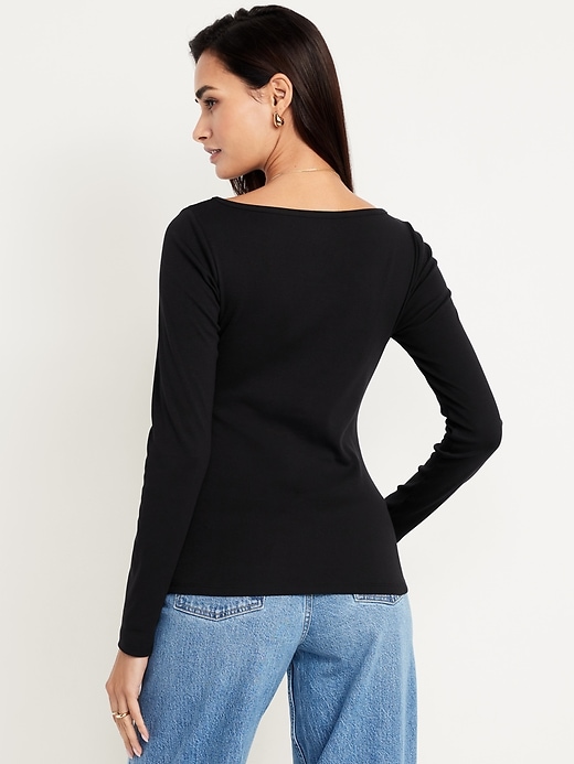 Snug Long-Sleeve Boat-Neck T-Shirt