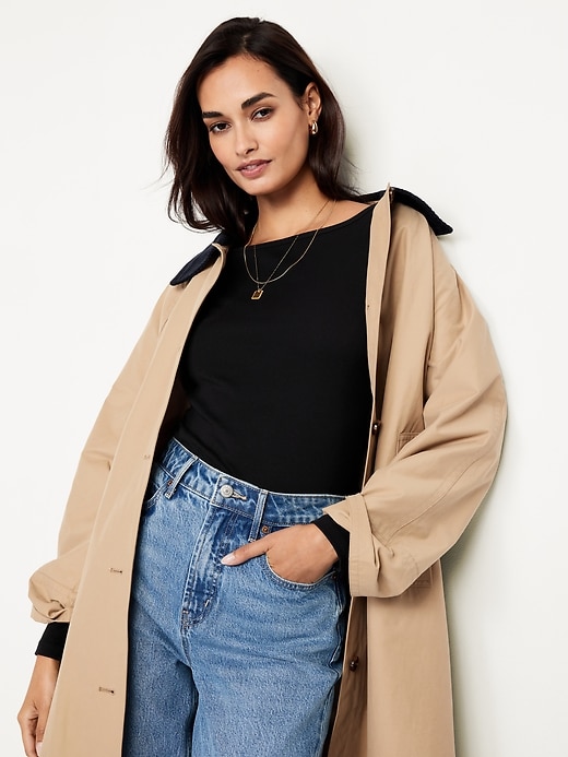 Snug Long-Sleeve Boat-Neck T-Shirt