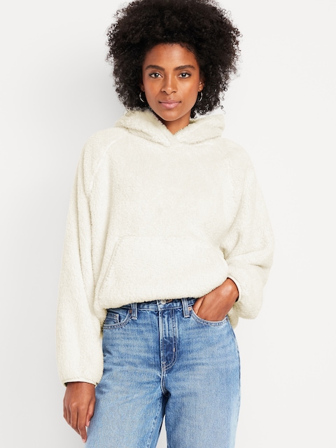 Oversized Sherpa Pullover Hoodie - Howlite