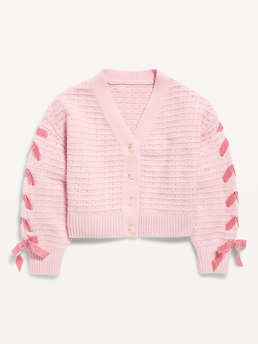 Image number 2 showing, SoSoft Bow-Tie Cardigan Sweater for Girls