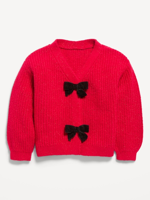 SoSoft Bow Cardigan Sweater for Toddler Girls - Roma Red