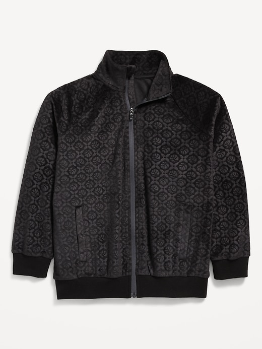 Image number 2 showing, Oversized Embossed Velour Track Jacket for Boys