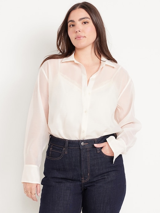 L'image numéro 5 présente Chemisier tunique ample en organza