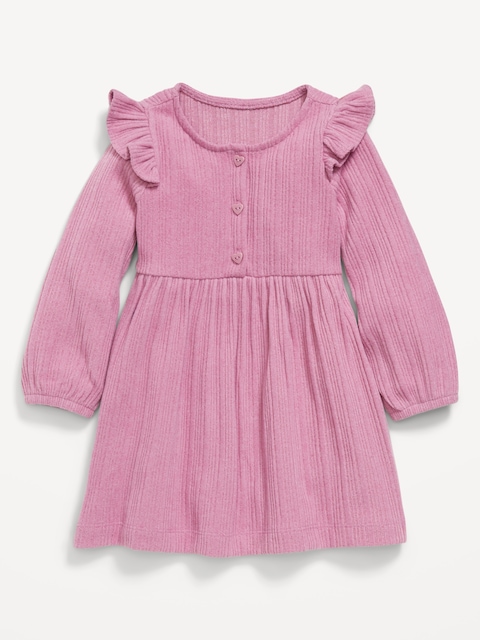 Robe en tricot douillet à manches longues pour toute-petite fille