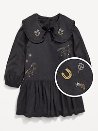 L'image numéro 1 présente Robe brodée à col à manches longues pour toute-petite fille