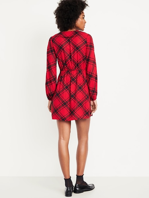 Image number 2 showing, Fit & Flare Long-Sleeve Crepe Mini Dress