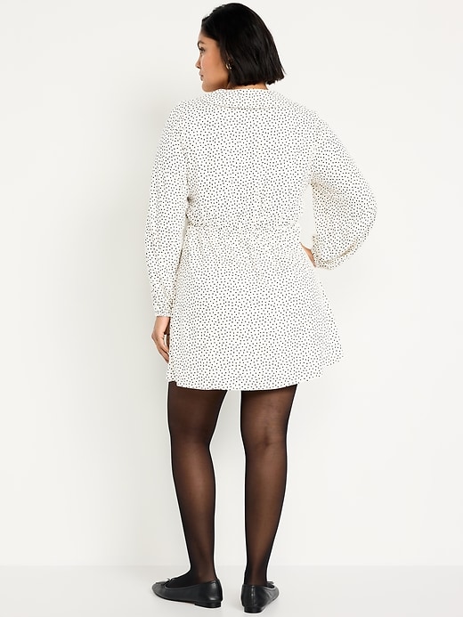 Image number 7 showing, Fit & Flare Long-Sleeve Crepe Mini Dress