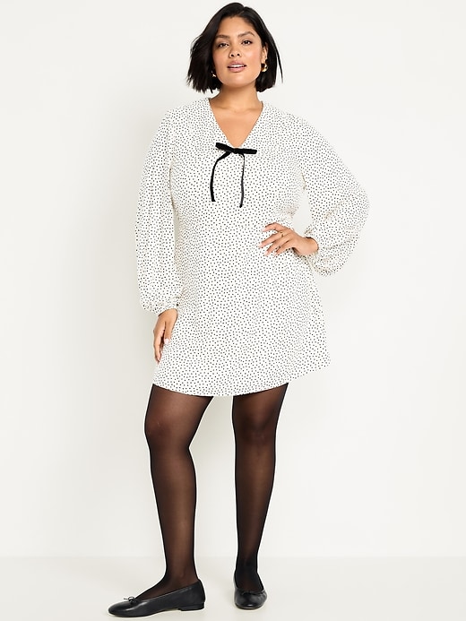 Image number 6 showing, Fit & Flare Long-Sleeve Crepe Mini Dress