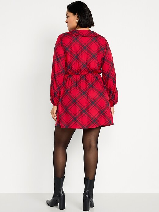Image number 8 showing, Fit & Flare Long-Sleeve Crepe Mini Dress
