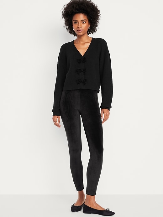 Image number 1 showing, High-Waisted Velour Fashion Ankle Leggings