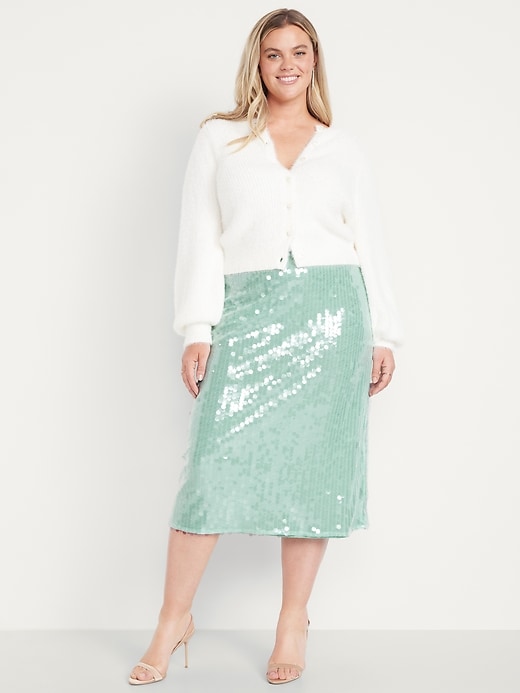 Image number 8 showing, High-Waisted Sequin Midi Pencil Skirt