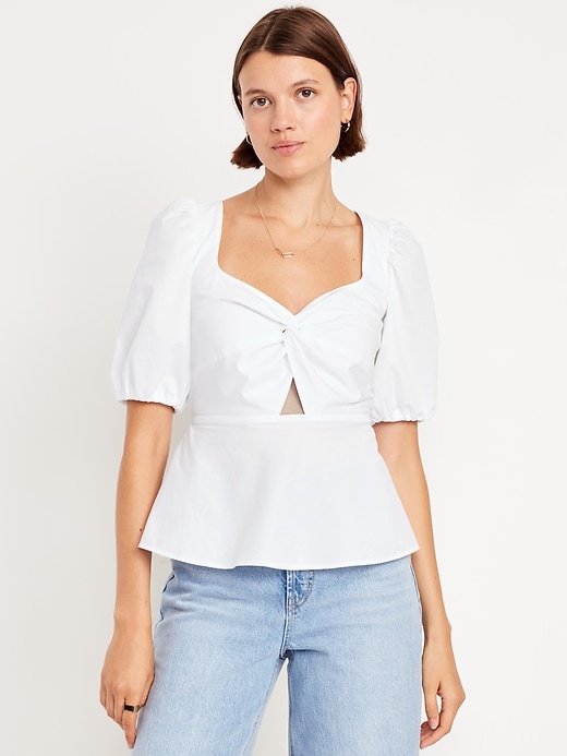 Image number 1 showing, Twist-Front Peplum Top