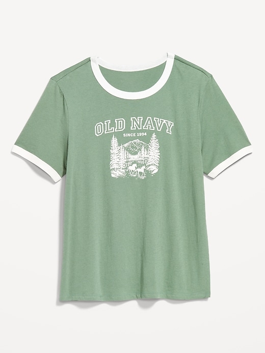 L'image numéro 5 présente T-shirt passe-partout à bords contrastants avec logo et imprimé