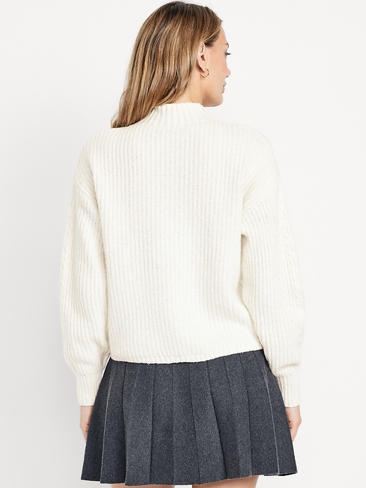 Image number 2 showing, SoSoft Cropped Mock-Neck Cable Sweater
