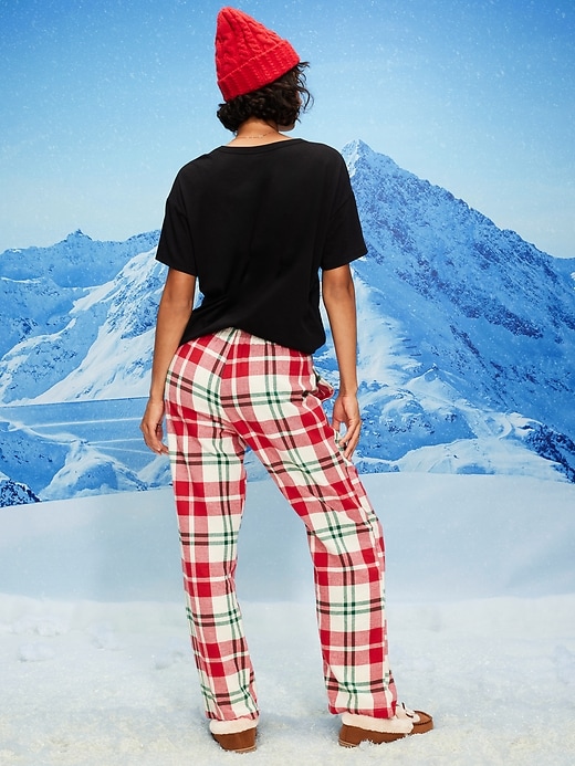 Image number 2 showing, Mid-Rise Plaid Flannel Pajama Pants for Women