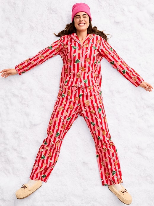 Image number 1 showing, Printed Flannel Pajama Pant Set for Women