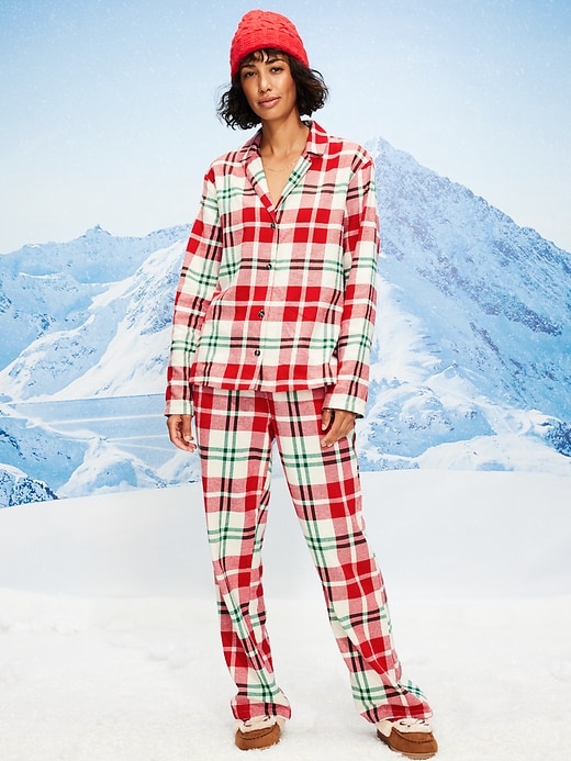 Image number 3 showing, Plaid Flannel Pajama Pant Set for Women