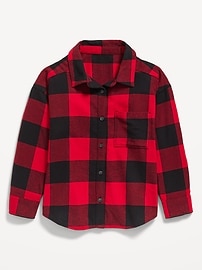 Image number 1 showing, Oversized Long-Sleeve Plaid Flannel Shirt for Girls