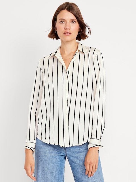 Chemisier en satin - Rayures Noires Et Blanches