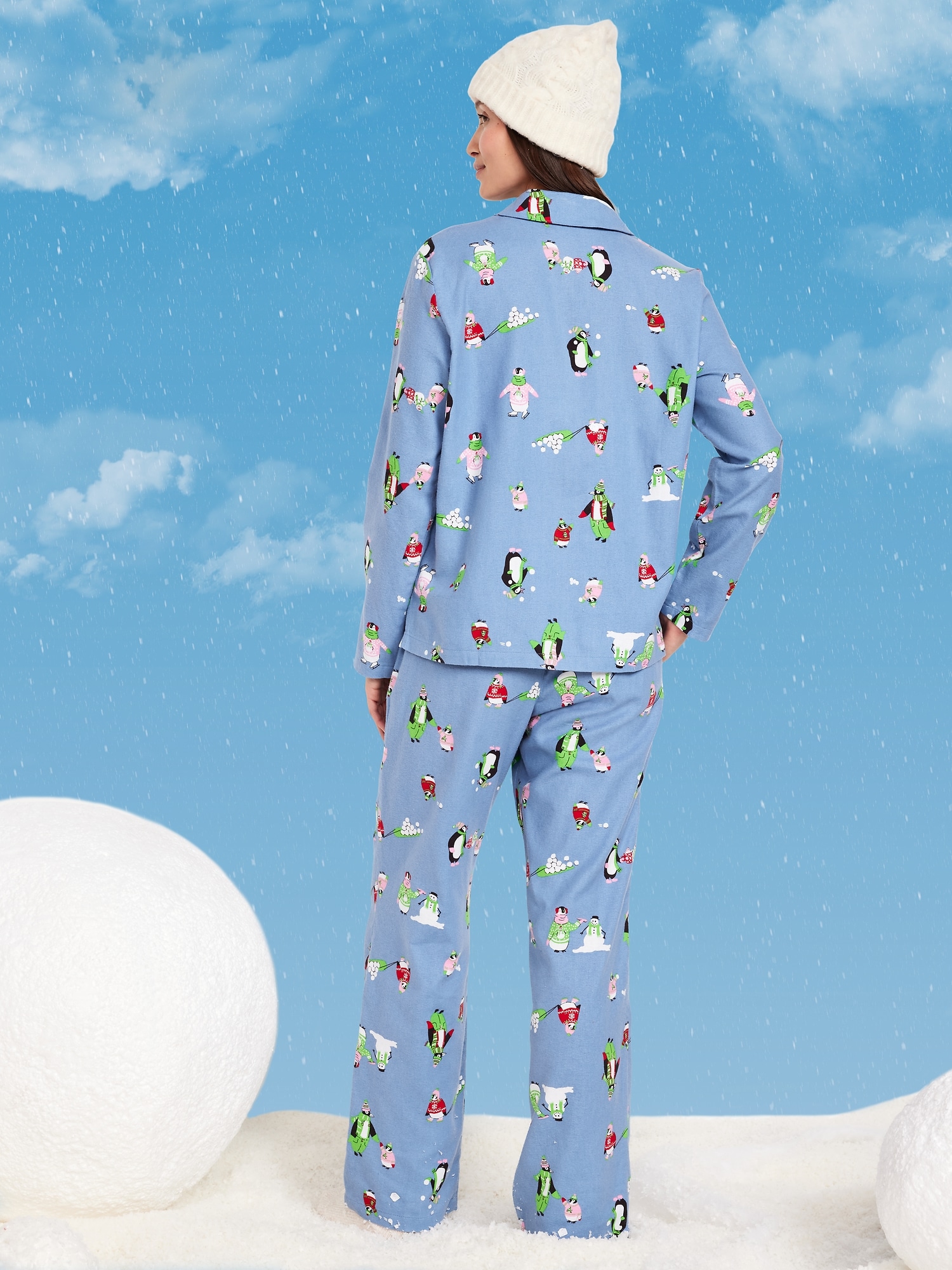 Printed Flannel Pajama Pant Set for Women