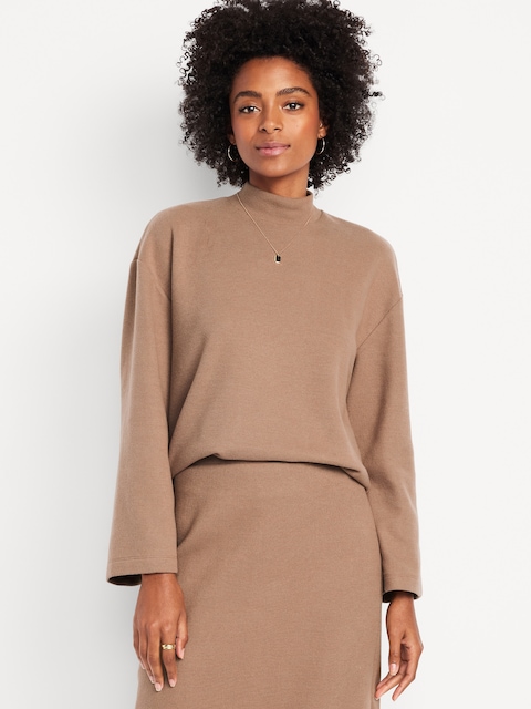 Cozy Mock-Neck Tunic Sweater - Driftwood