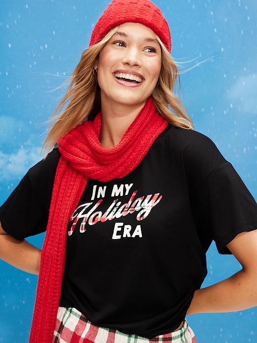 L'image numéro 3 présente T-shirt ras du cou à imprimé des Fêtes pour femme