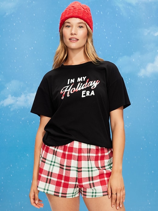 L'image numéro 5 présente T-shirt ras du cou à imprimé des Fêtes pour femme
